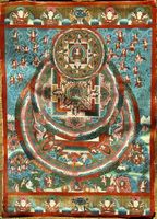 Antikes Thangka Mandala,  handgemalt