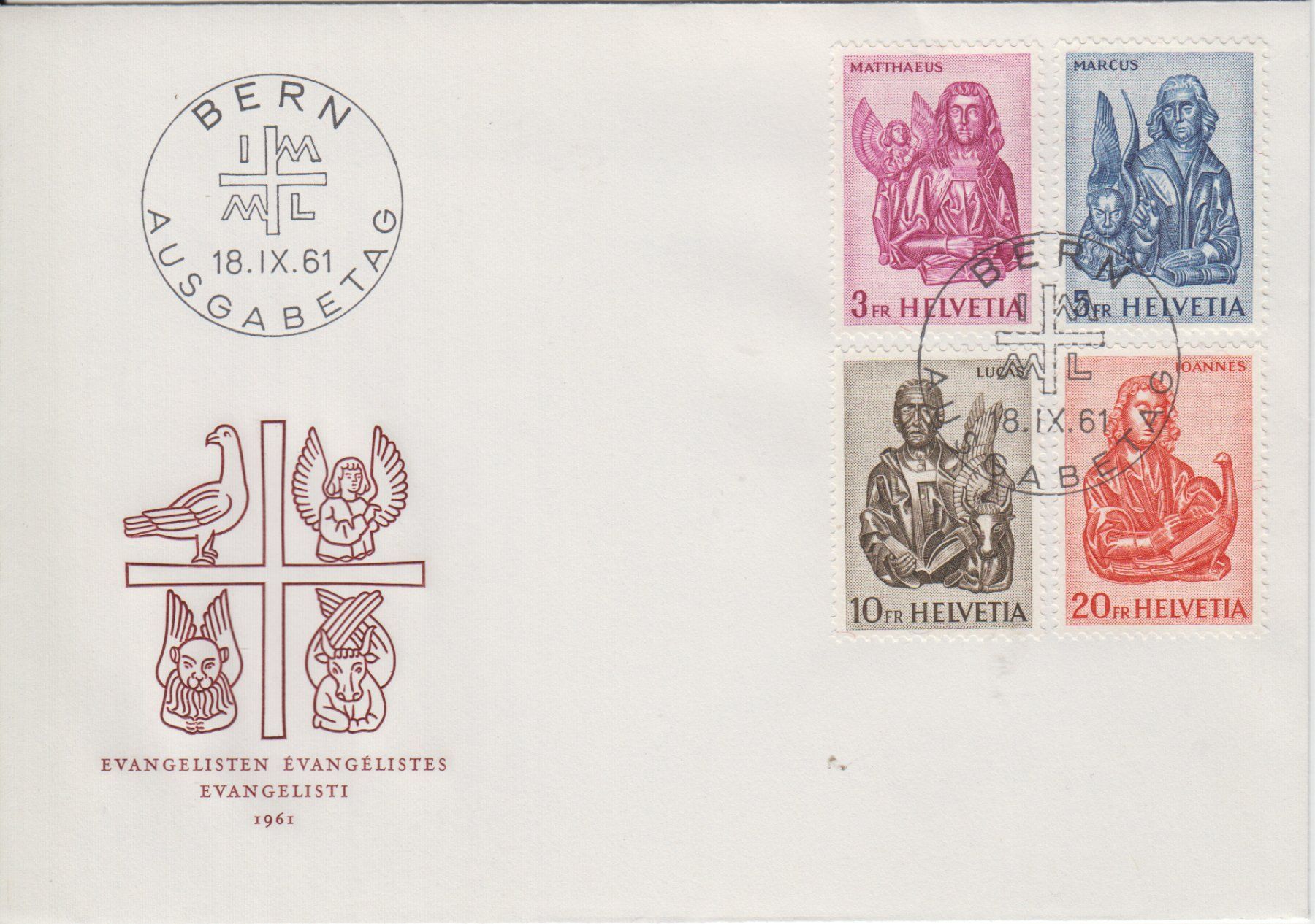 Alle Briefmarken: FDC EVANGELISTEN 1961 - Kat. 300.-- – Gebraucht aus Eschlikon TG von PhilCon