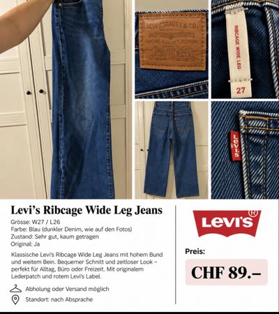 Levi's Ribcage Wide Leg Jeans blau Grösse W27 L26