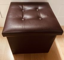 Pouf contenitore ecopelle marrone capitonné pieghevole usato
