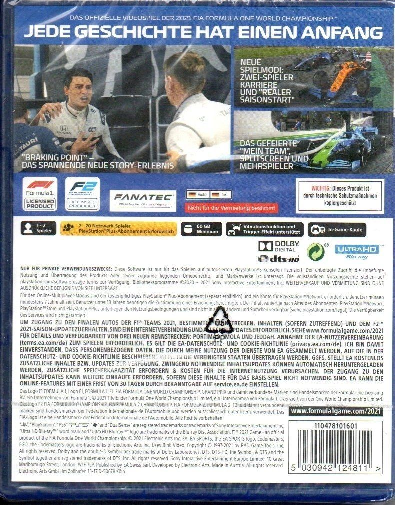 Giochi: F1 2021 - Formel 1 - Rennspiel - Codemasters / EA PS5 – Nuovo e nell'imballaggio originale da Schaffhausen venduto da Gemma_1966 1