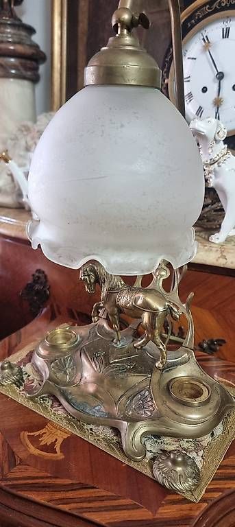 Lampade: Antikes Jugendstil Schreibset mit Lampe – Usato da Kaufdorf venduto da Nati-Nati 3