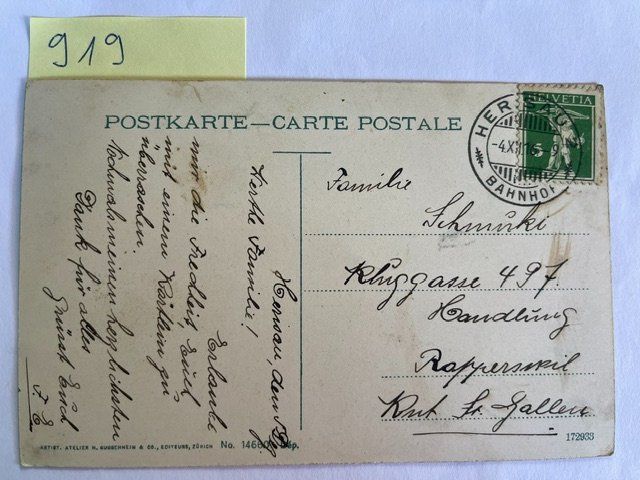 Cartoline postali: alte Ansichtskarte Herisau, 1916 mit Stempel – Usato da Niederwil AG venduto da dahu75 1