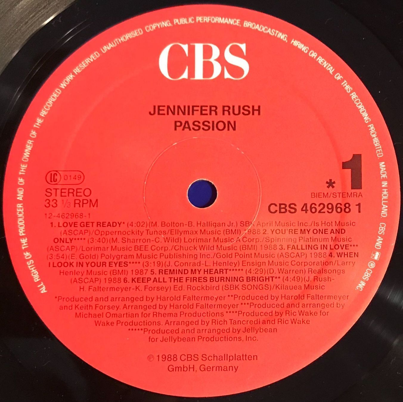 Dischi in vinile: JENNIFER RUSH - PASSION - 33 Tours – Usato da Bussigny venduto da vinyl-pas-cher 2
