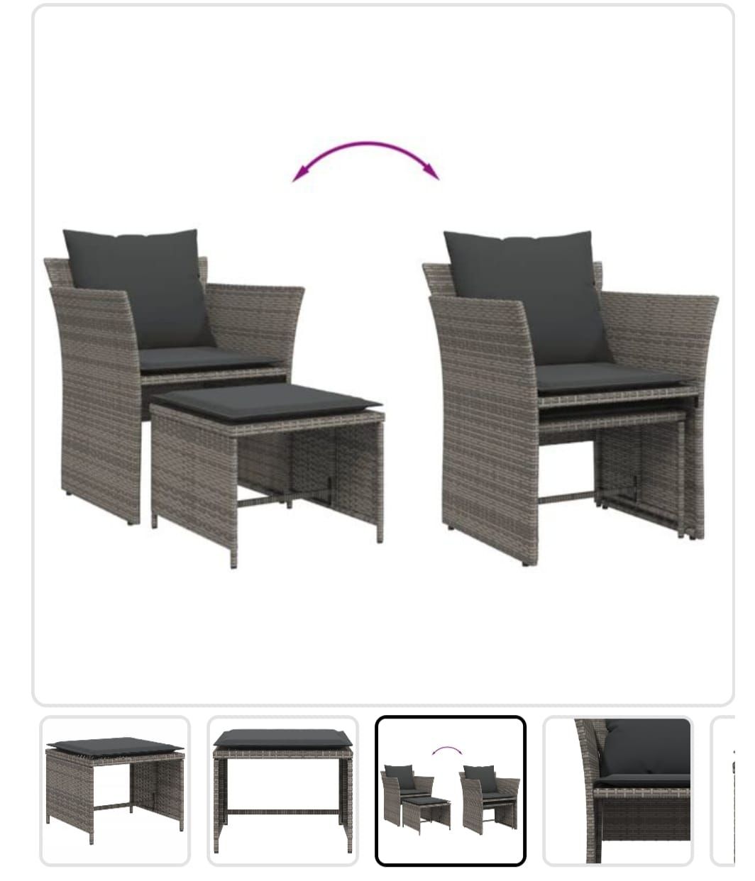 Vidaxl Sedie: Gartenstuhl mit Fusshocker – Nuovo e nell'imballaggio originale da Bühler venduto da DealHaus_Ostschweiz 5