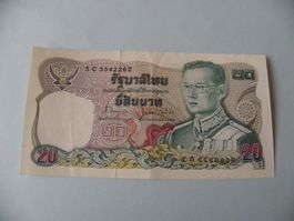 Seltene Thailaendische Banknote 20 Baht, Sammlerstueck!