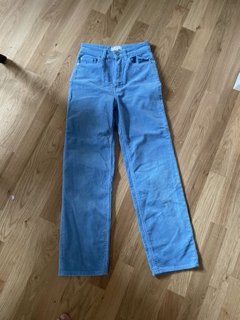 H&M corduroy trousers blue size 34 straight leg fit