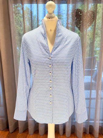 ETERNA Damenbluse Gr. 40 – Hellblau/Weiss – Elegantes Muster