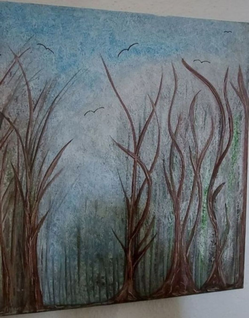Dipinti: Gemälde Wald Vögel Abstrakt handmade 55×46 – Nuovo (secondo la descrizione) da Riehen venduto da Steinbock1970 3