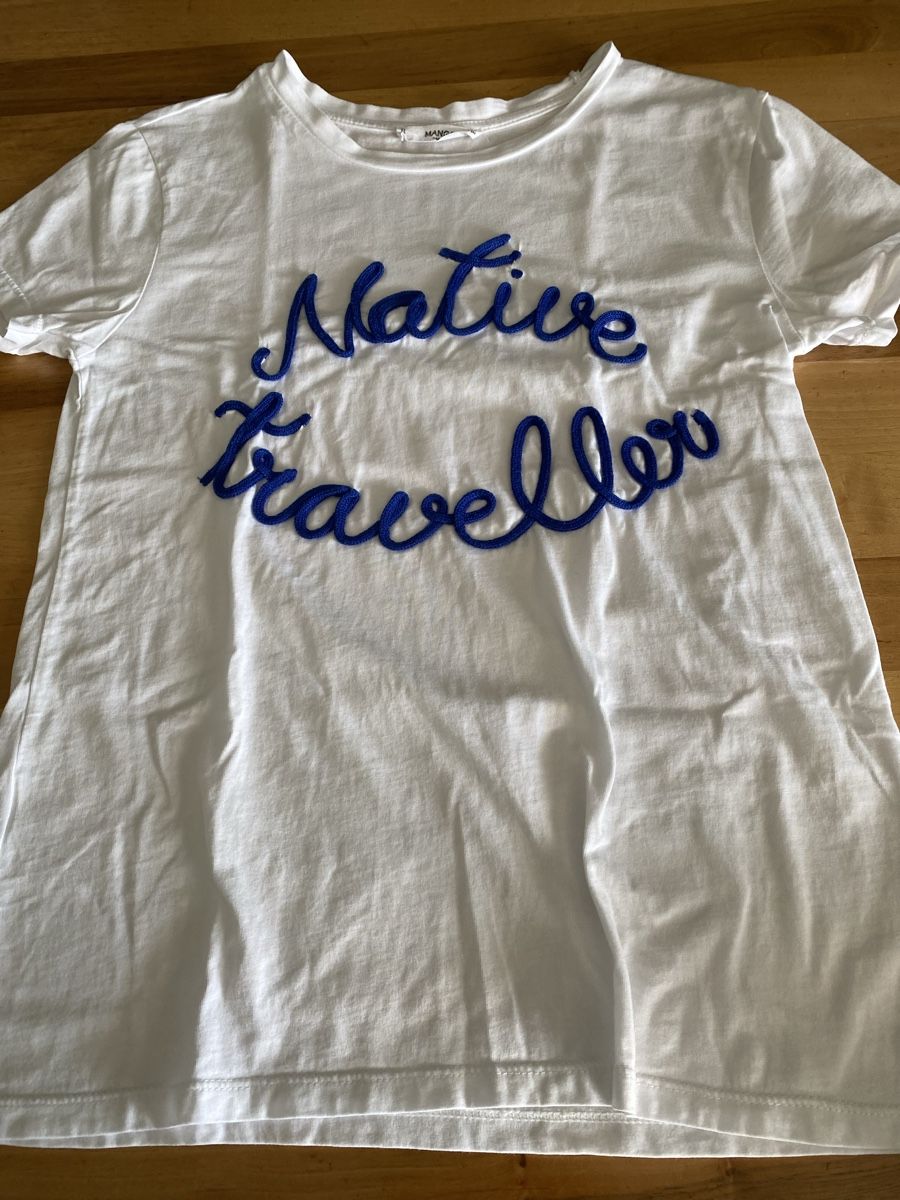 Mango T-shirt: Mango T-Shirt, Gr. XS, weiss - blau – Usato da Hittnau venduto da Birdie68