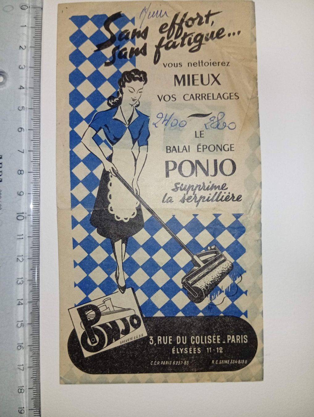 Altro per Eventi aziendali & Feste: Feuillet publicitaire pour le balai éponge Ponjo circa 1950 – Usato da GENEVE venduto da swissthemes