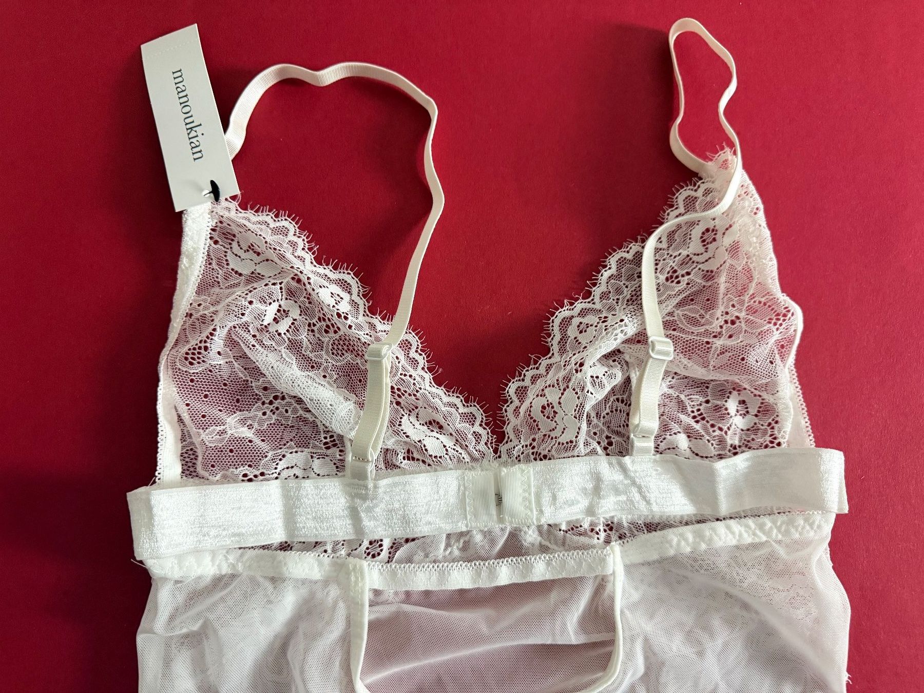 Altra biancheria intima: MANOUKIAN, Nuisette mit String, Grösse L, Farbe Weiss – Nuovo e nell'imballaggio originale da Rudolfstetten venduto da gst_g7xl 2