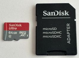SanDisk Ultra microSDXC 64GB + Adapter – Speicherkarte