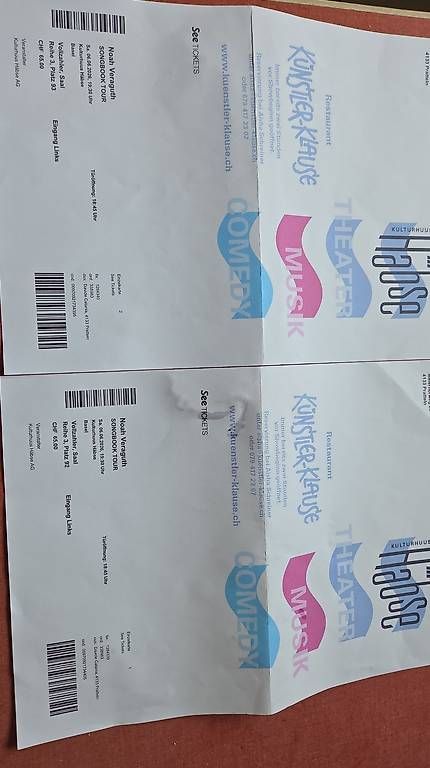 Biglietti: Noah Veraguth  Tickets  – Usato da Thundorf venduto da jetti71