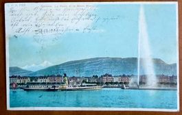 Genève - Bateau vapeur & Jet d'eau 1904