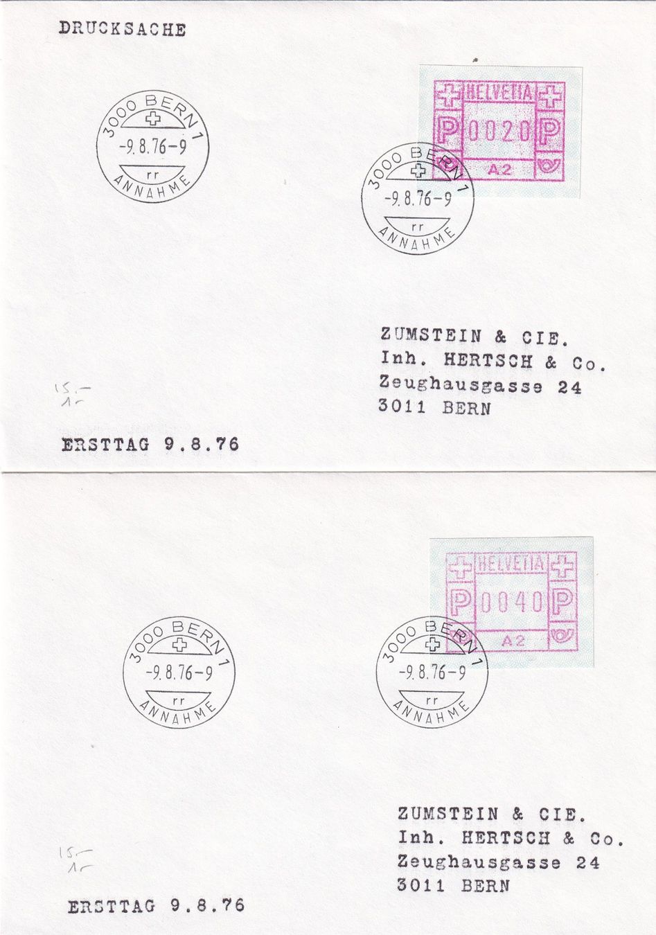 Alle Briefmarken: Automatenmarken 1976, Ersttag – Gebraucht aus Birsfelden von chr_yq2g