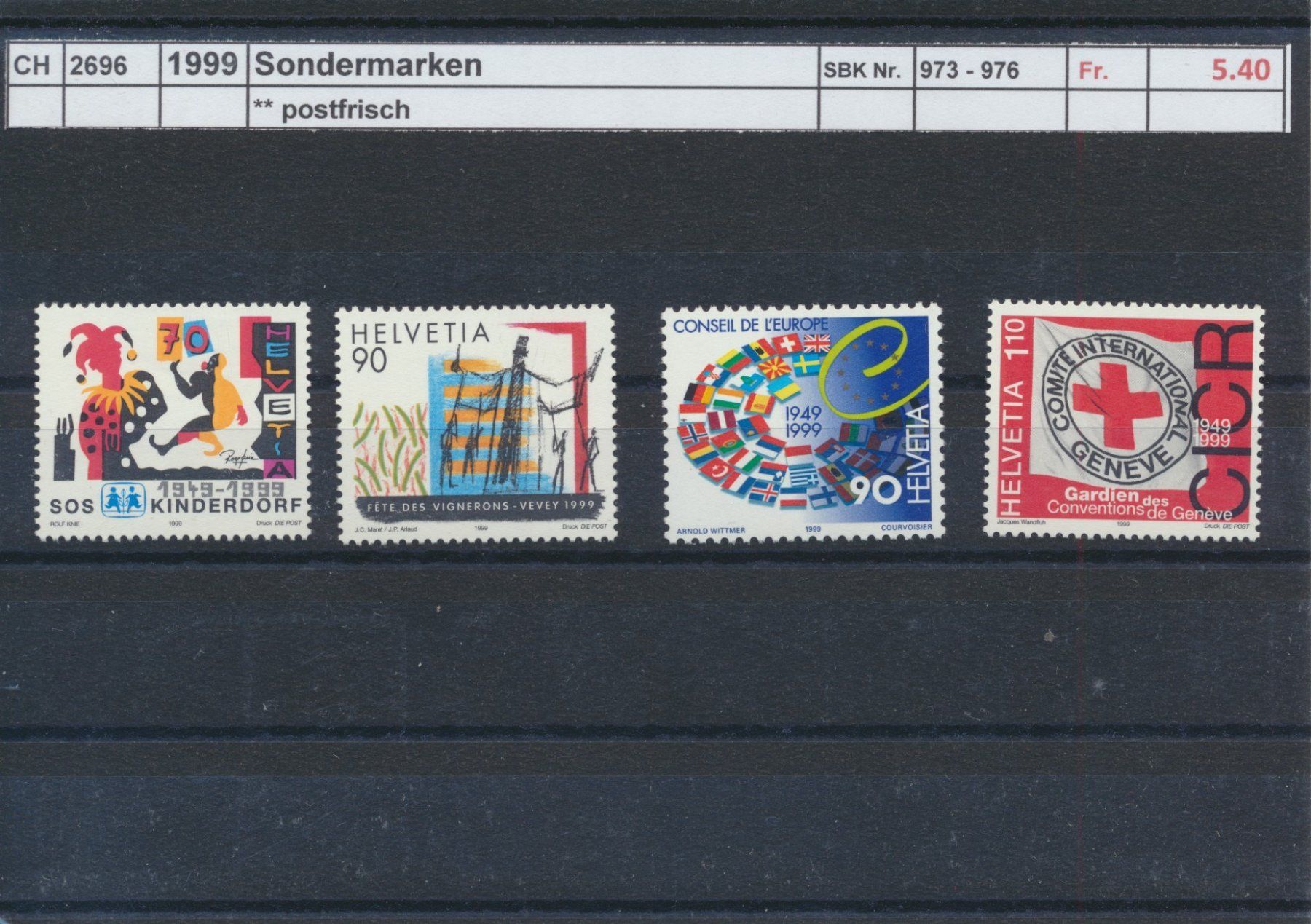 Tutti i francobolli: 1999 "Sondermarken", ** postfrisch – Nuovo (secondo la descrizione) da Winterthur venduto da Zupogeru