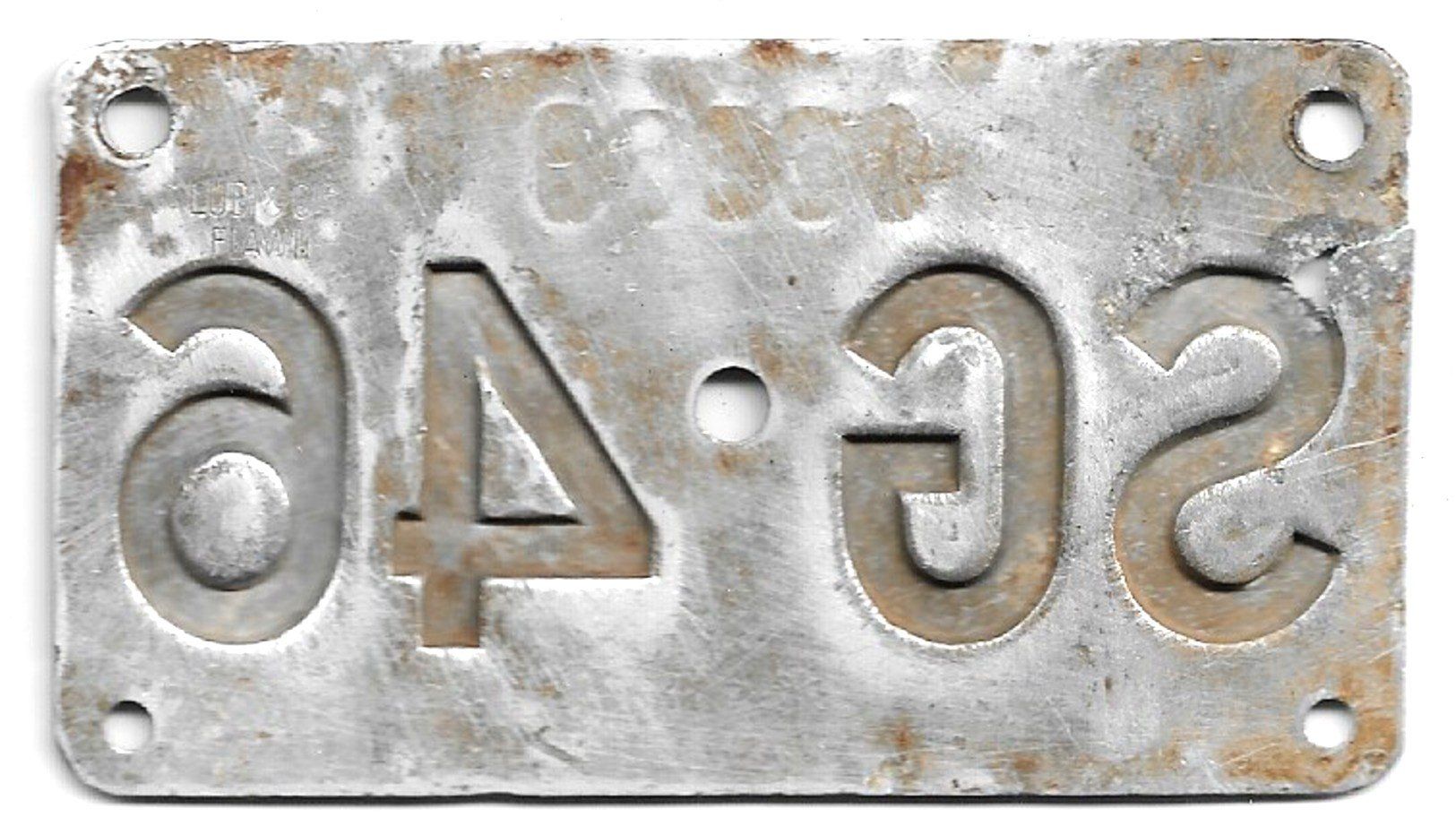 Insegne: Velonummer St. Gallen 1946 SG 46 – Usato da Bülach venduto da gmstart 1