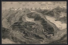 AK Menzingen, Landkarte mit Umgebung