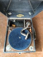 Koffergrammophon Torpedophon antik gebraucht mit Platten