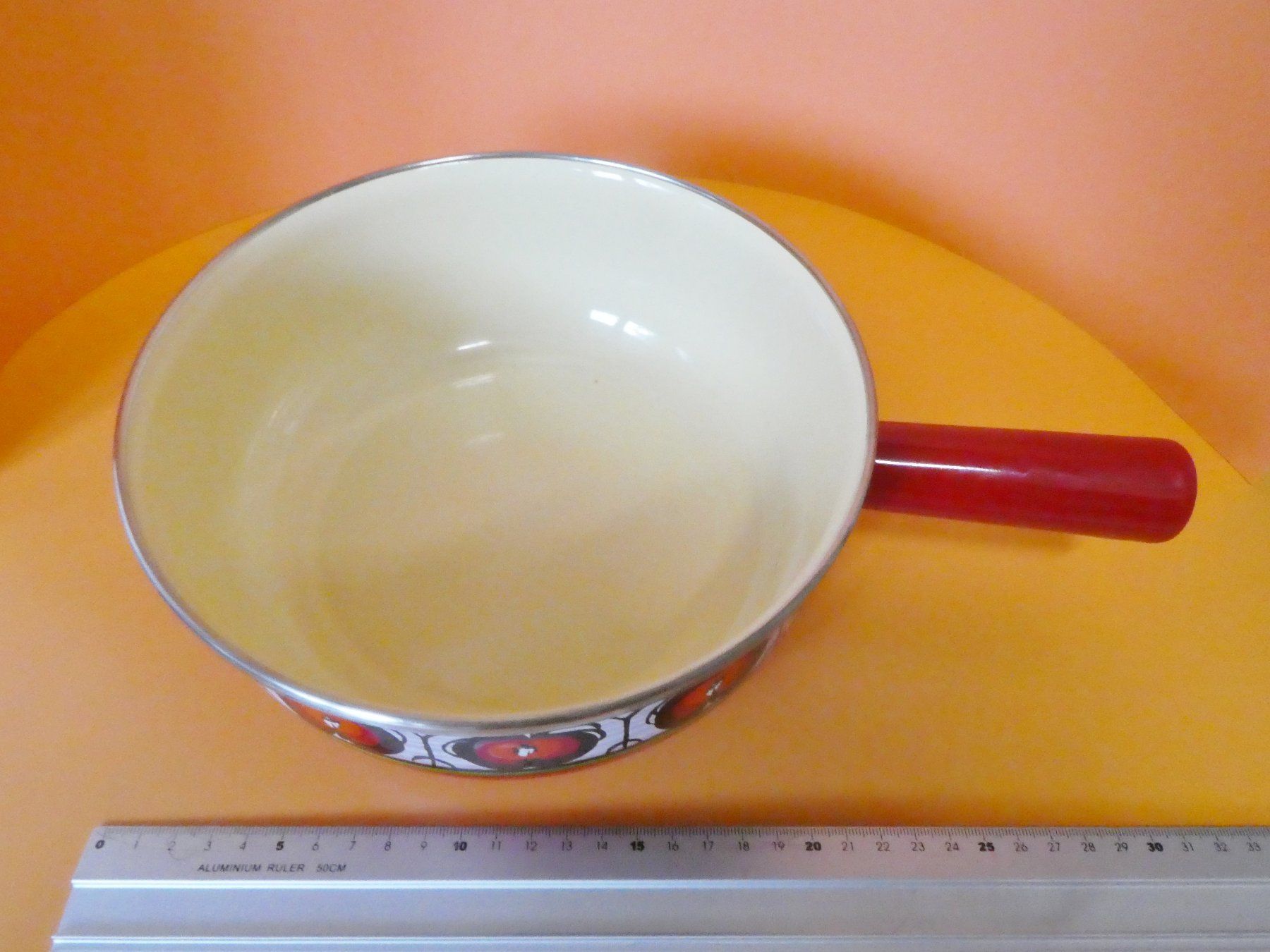 Pentole: Fondue Schale Topf in Rot mit Blumen – Usato da Siebnen venduto da GluckPilz5684 1