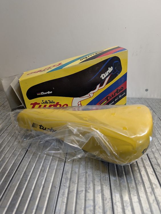 Selle Vélo Vintage Selle Italia Turbo Triathlon - Italie 1985 - Blanche - Occasion