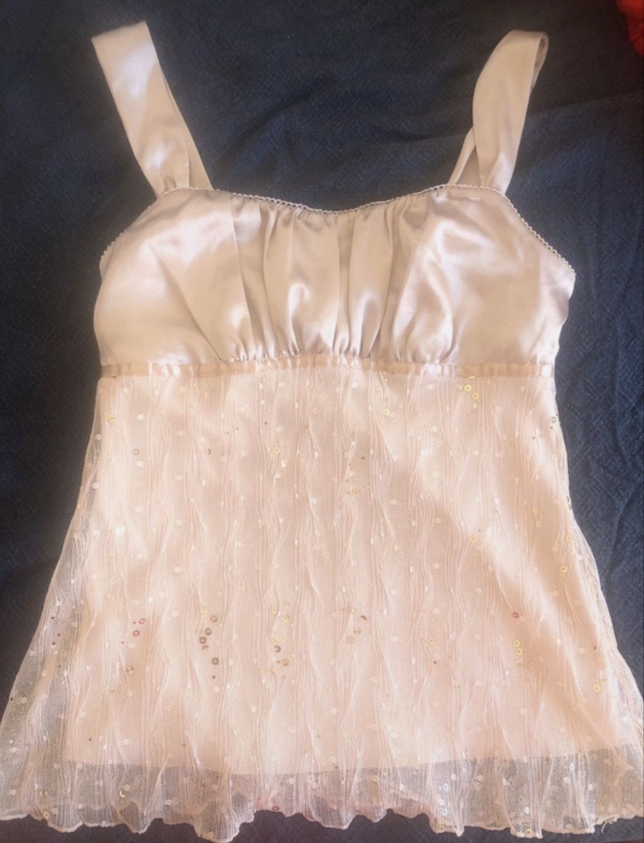 Top: Nude sequin vintage silk top, party, size S, chic – Nuovo (secondo la descrizione) da Kloten venduto da jan_xn8f