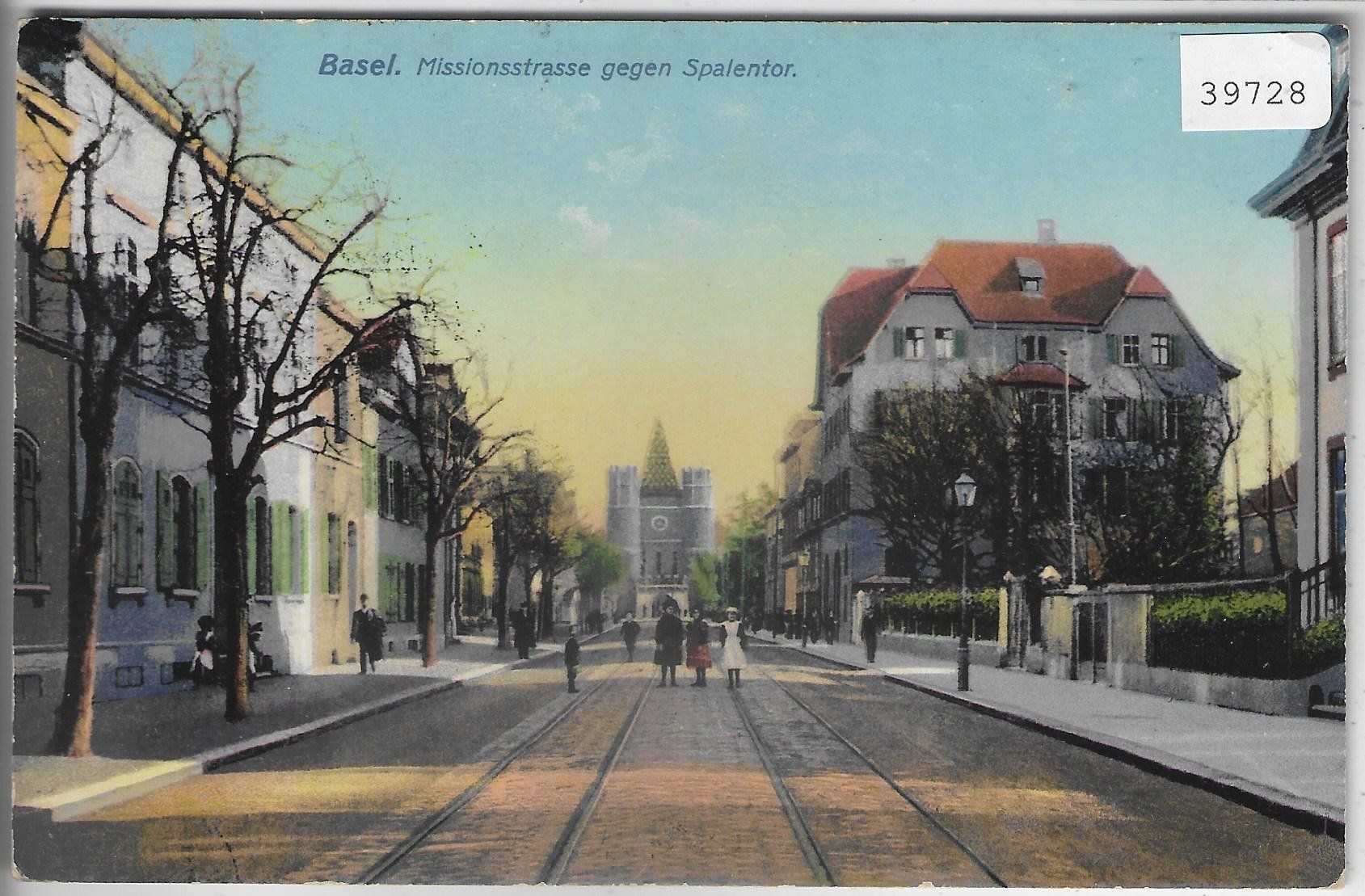Cartoline postali: Basel - Missionsstrasse gegen Spalentor - Litho – Usato da Ettingen venduto da Kartenplanet