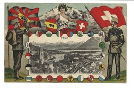 Thun - Passepartout-Karte - Militär - Wappen - Kaserne 1921