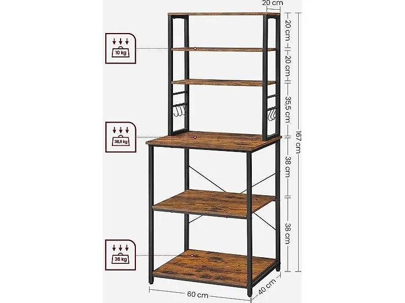 Scaffali: Vasagle Küchenregal mit 6 Hacken, 60x167cm – Nuovo (secondo la descrizione) da Marthalen venduto da Jenny.Z 2