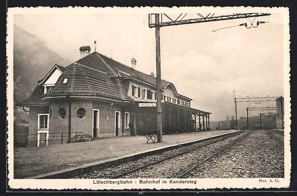 Cartoline postali: AK Kandersteg, Bahnhof, Lötschbergbahn – Usato da Berlin venduto da bartko-reher