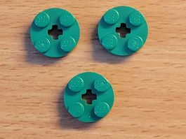 Lego - Pièces de rechange - 2x ronde et verte avec trou "+"