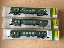 3x Minitrix 3021-3022 Personenewagen SNCF