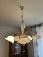 Lustre en verre de Murano blanc laiton
