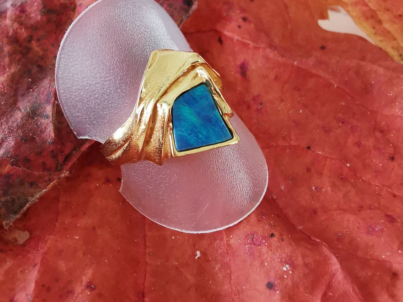 Anelli: 18Kt. Gelbgold Damenring mit wunderschönem Opal – Nuovo e nell'imballaggio originale da Dierikon venduto da Buntspecht-10 3