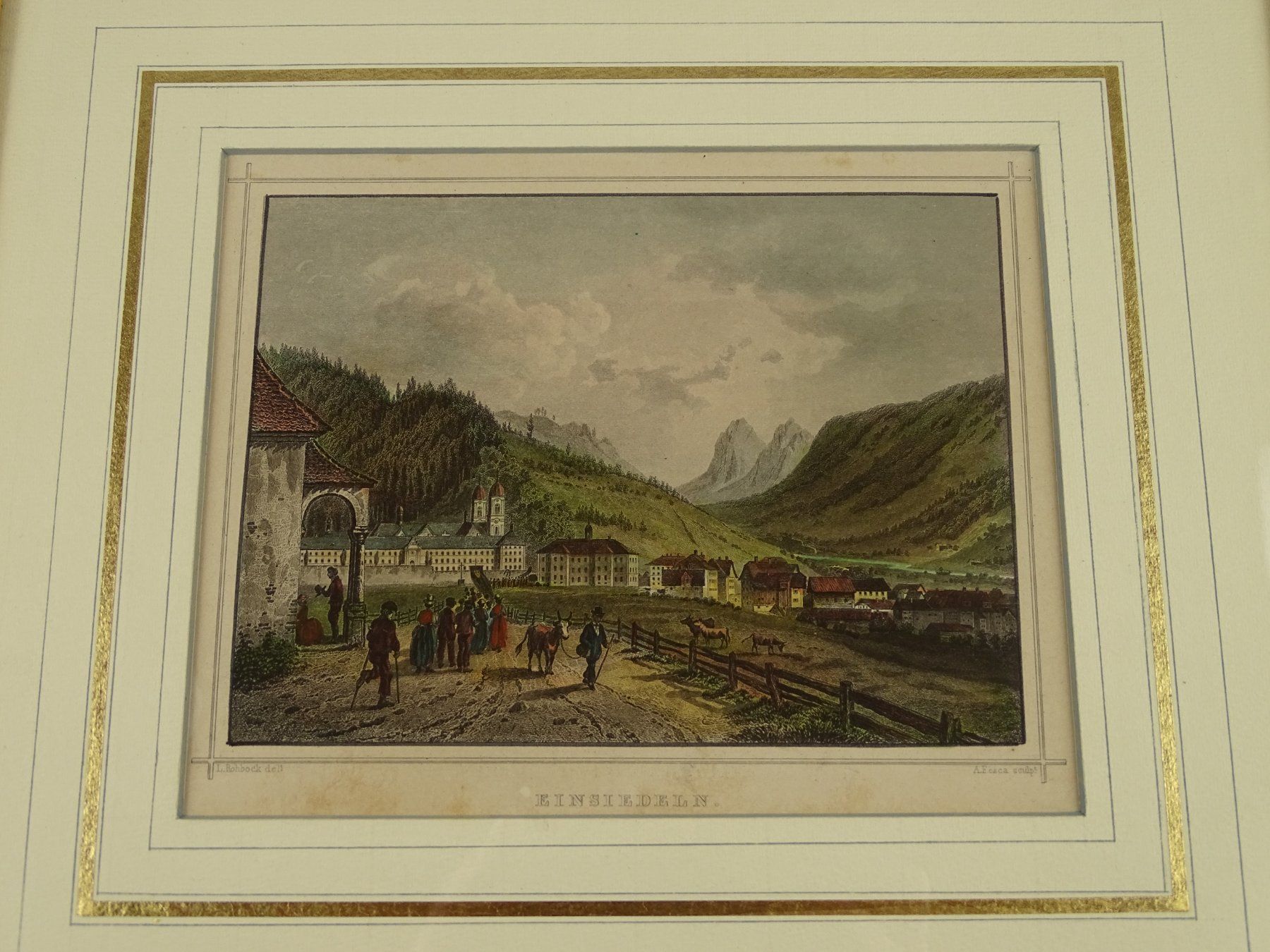 Incisioni: EINSIEDELN, STAHLSTICH UM 1865 – Usato da Grüningen venduto da Kartensammler 1