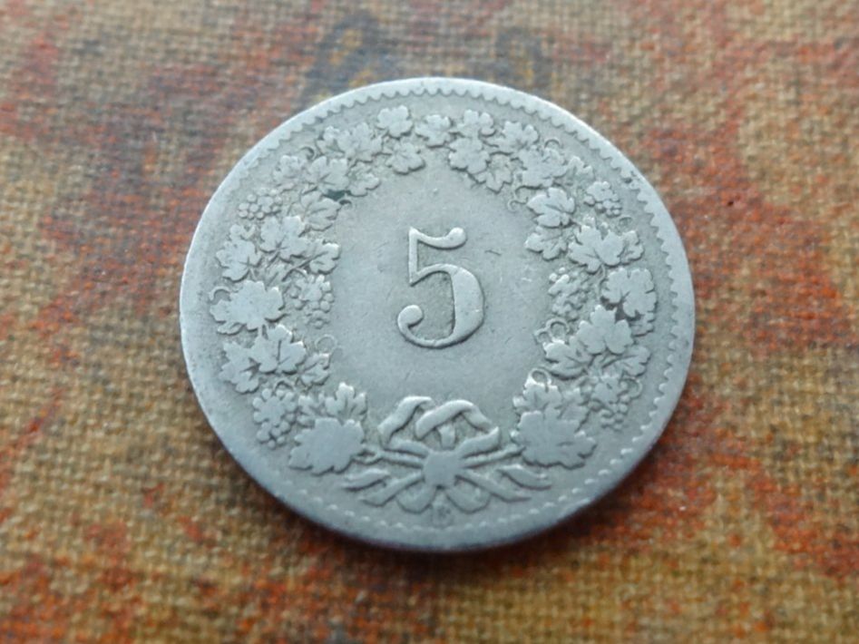 Alle Münzen: 5 Rp. 1880  (B) – Gebraucht aus Romanel-sur-Lausanne von Swift13 1