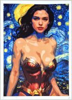 Death NYC Ltd Ed Pop Art Druck " Van Gogh Night Wonder Woman