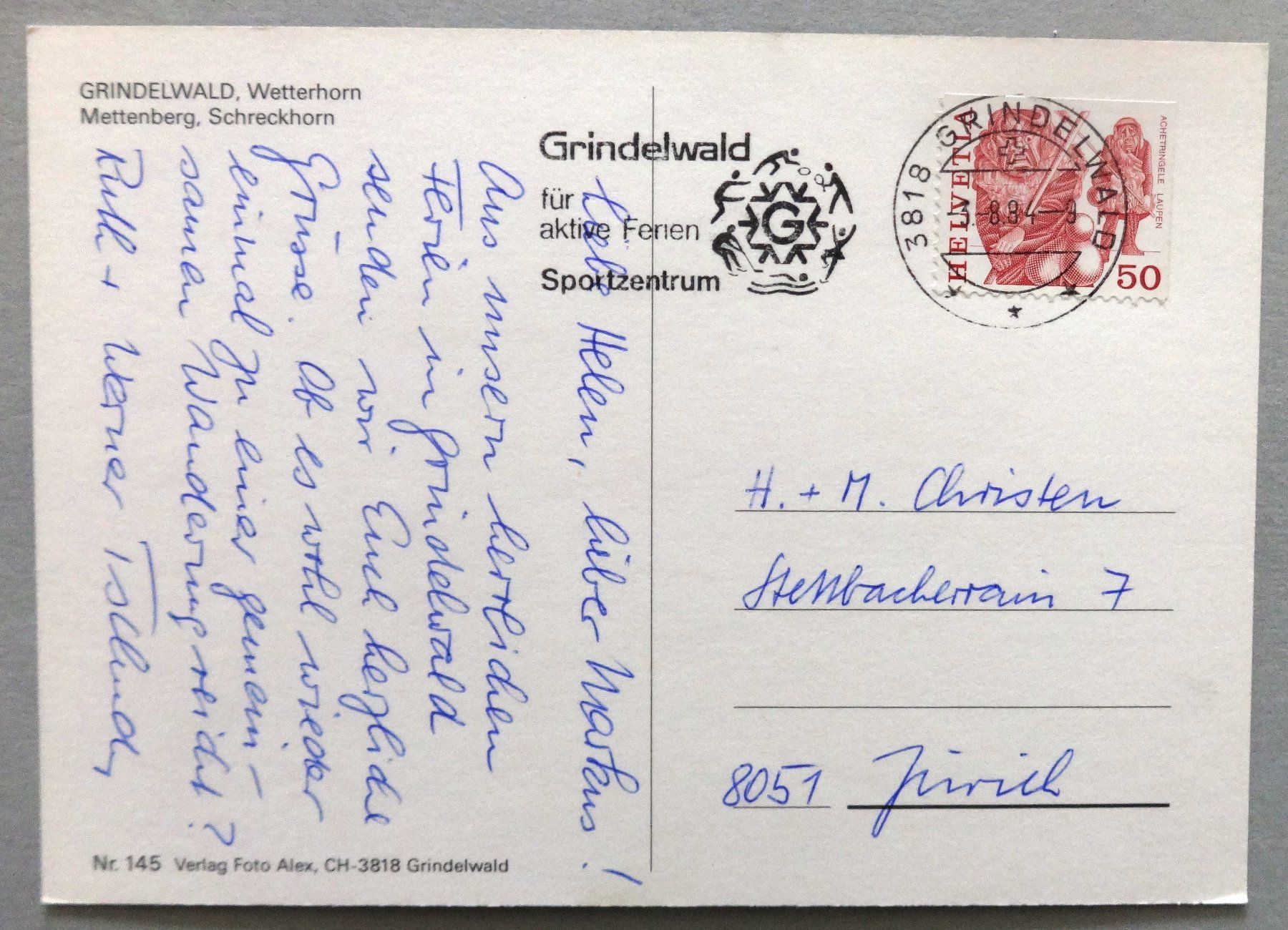Cartes postales: Grindelwald, Wetterhorn – D'occasion à Fétigny par Billy2miny 1