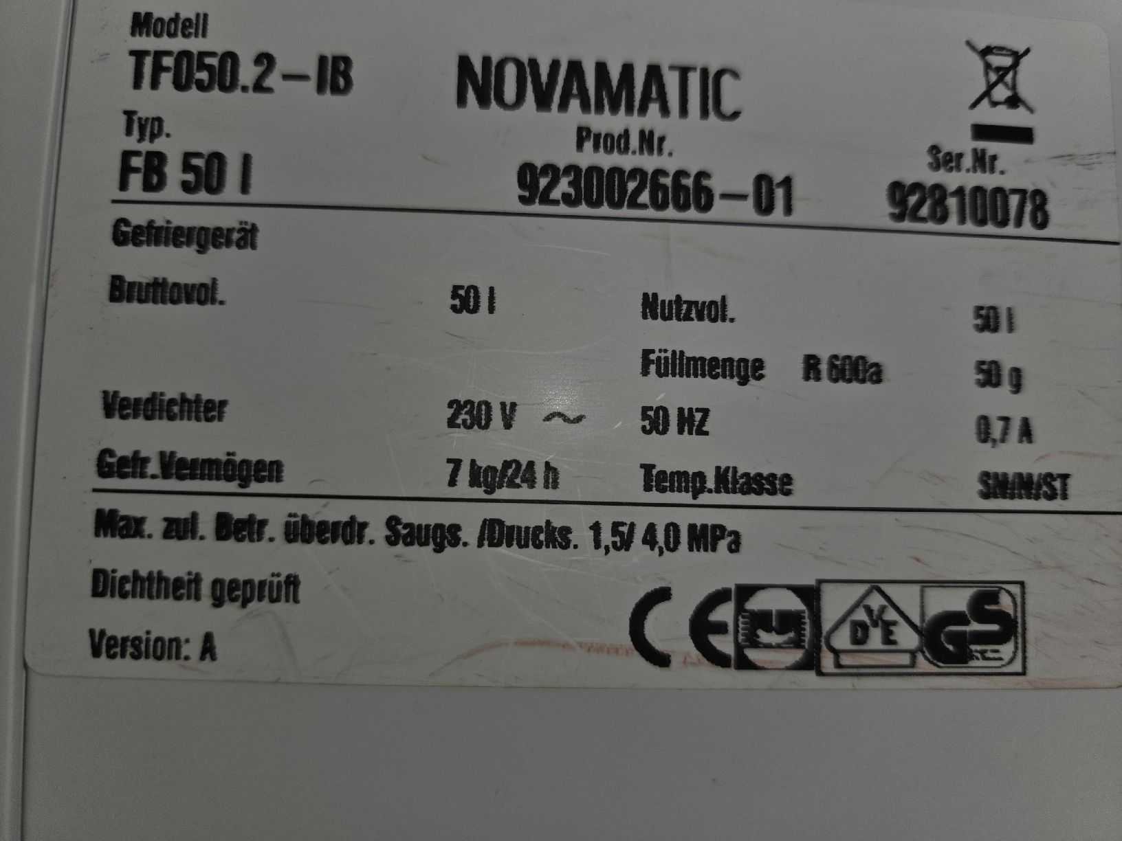 Novamatic Congelatori: FUST Novamatic Gefrierschrank – Usato da Flamatt venduto da Lirpa01 2