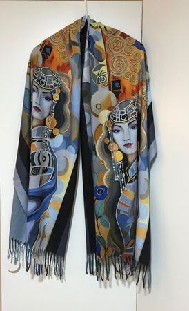 Schal, wunderschön und gross. L196cm x B72cm, Kashmir-Wolle