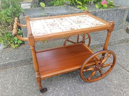 Antiker Servierwagen, Teewagen mit Fliesen - Vintage!