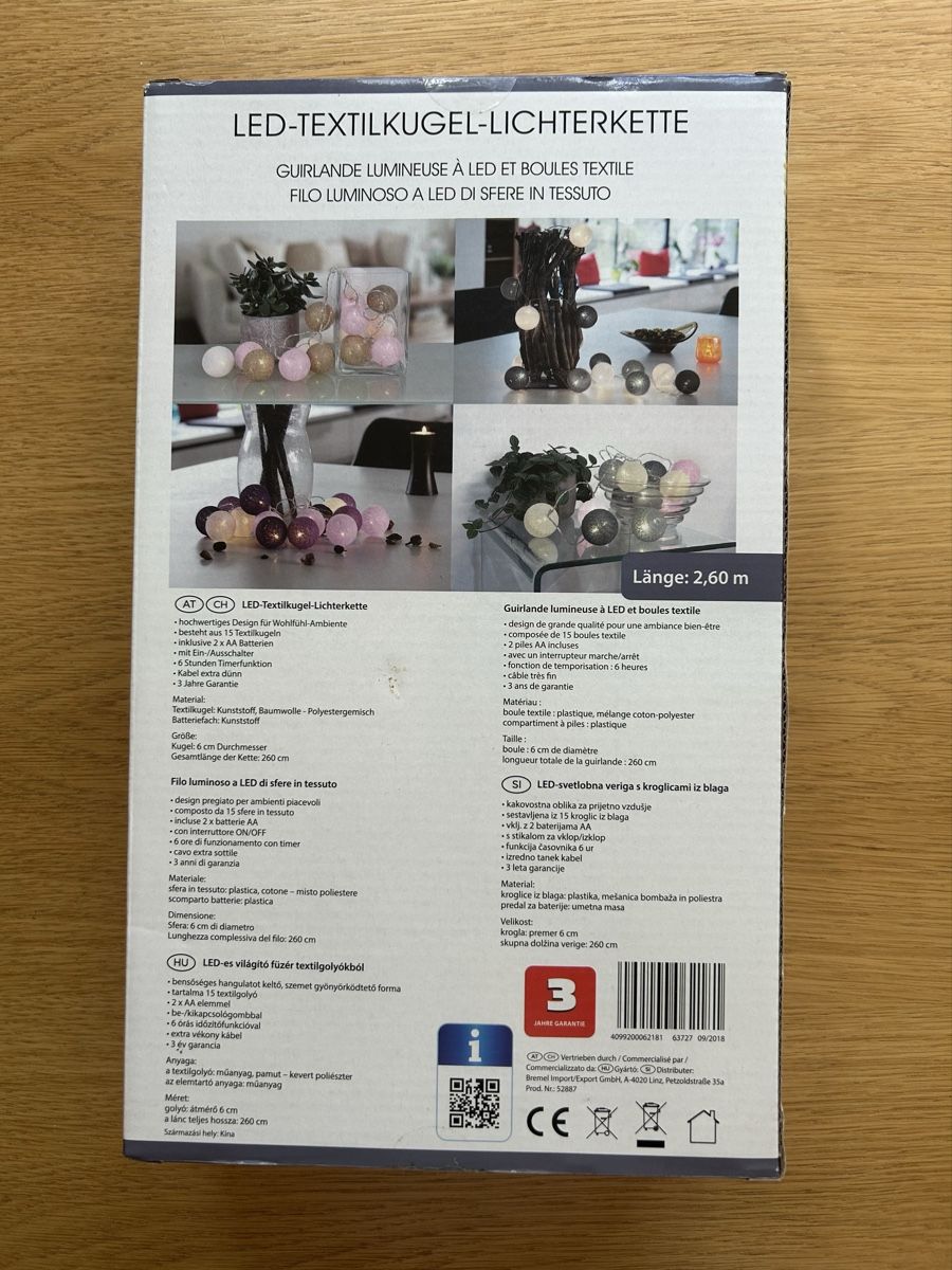 Lampen: LED Textile Ball Light Chain new – Neu und originalverpackt aus Zürich von chi_7k5b 1