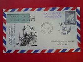 RAKETENPOST, Jugoslavija-Luzern 1975 auf sauberem Brief