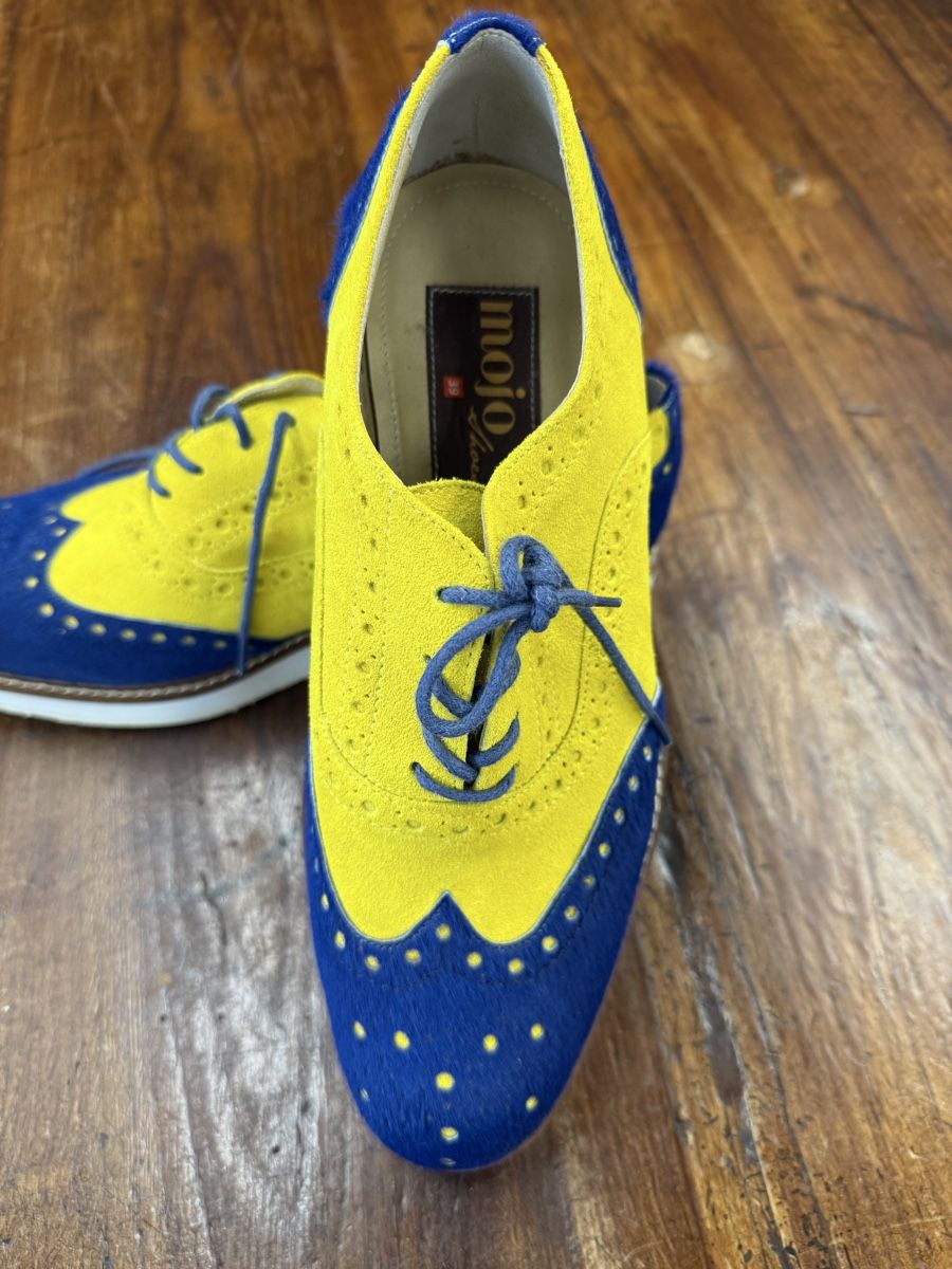 Scarpe da uomo: Gelb/Blau – Gr. 39 – Echte Eyecatcher! – Nuovo (secondo la descrizione) da Zuzwil SG venduto da Pomy 5