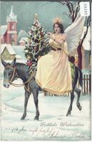 Fröhliche Weihnachten - Engel auf Esel - Bonne Noel