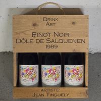 Jubiläumswein von Jean Tinguely, 3 Flaschen in Holzkistli