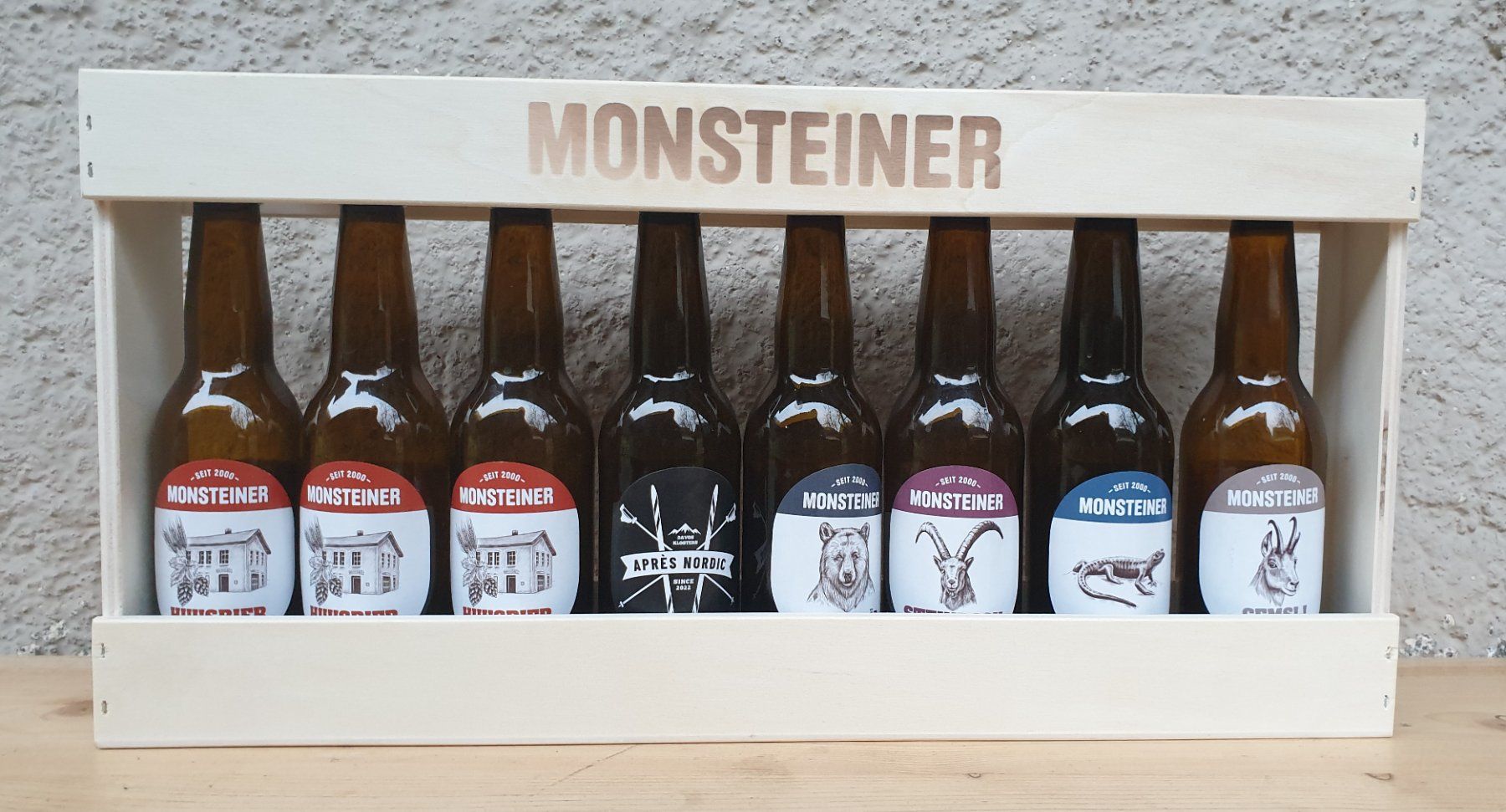 Casse di trasporto: 1/2 Meter Bier Holzkiste - Monsteiner - leer – Usato da Oberburg venduto da obbu