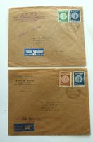 Israel 2 identische Briefe Porto 1952 40 Pruto und 1953 ber.