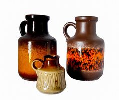 Scheurich 414-16 cm 3x Vase orange vintage Mid century 60s